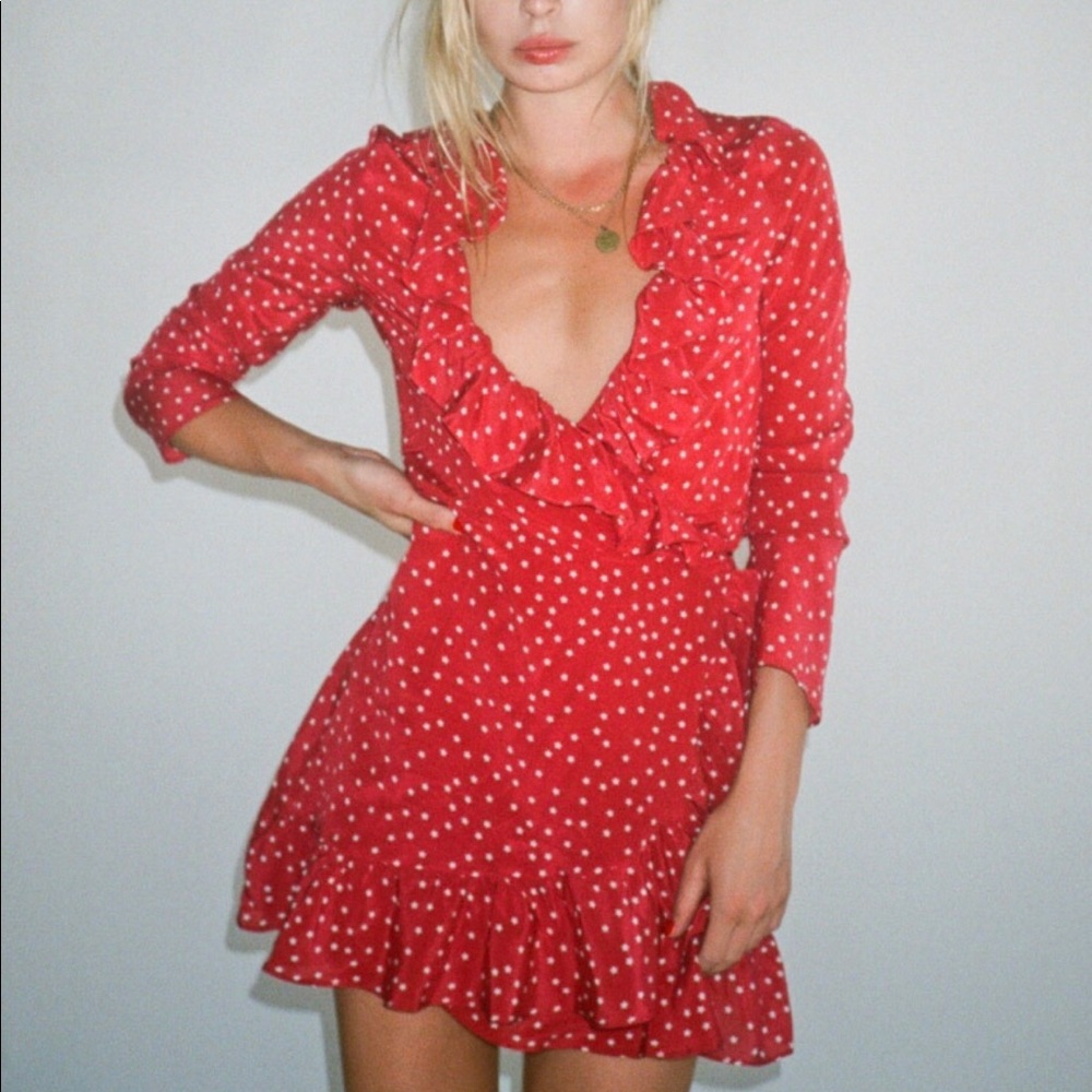 Réalisation Par, The Alexandra Red Star Silk Dress